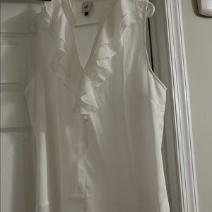 White Ruffled Sleeveless Top